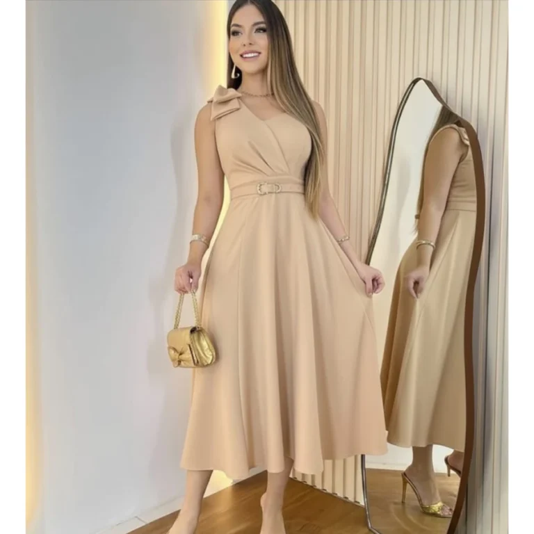 Vestido Midi Elegante com Cinto