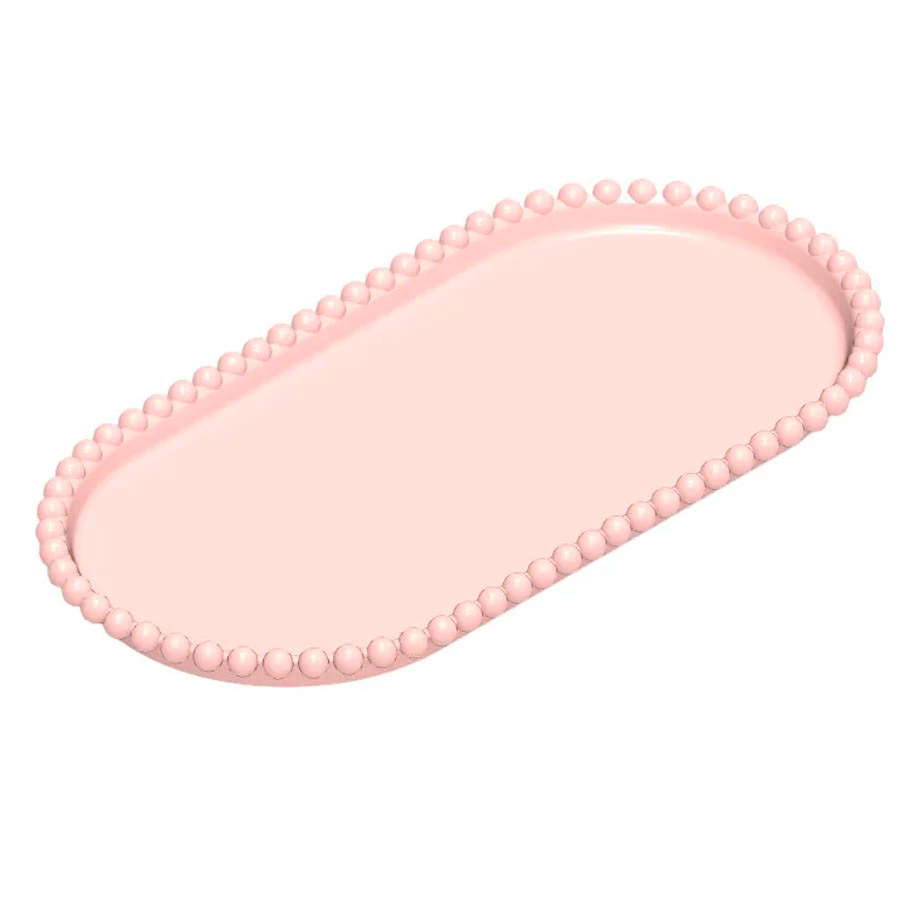 Bandeja oval rosa para decoração delicada