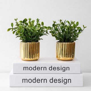Mini vasos decorativos com folhagem